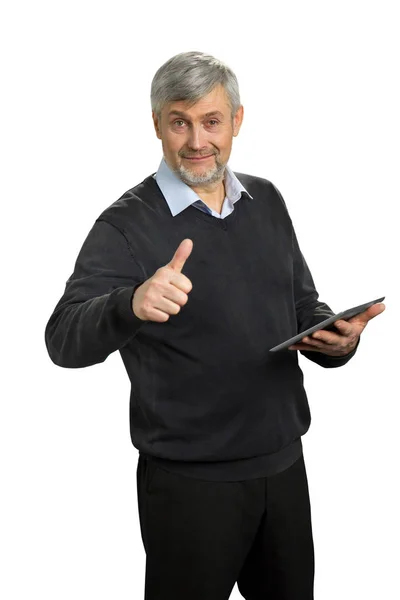 Mature man showing thumb up. — Stock Photo, Image