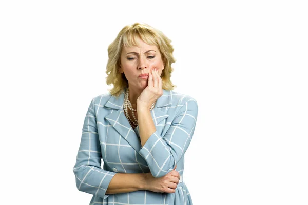 Mature woman having tooth pain. — Stock Photo, Image