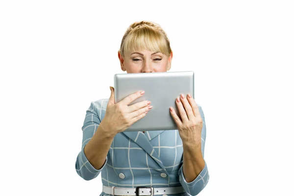 Portrait of woman with computer tablet. — Stock Photo, Image