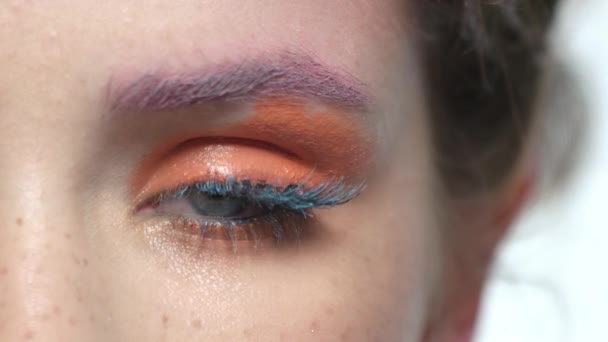 Oog make-up macro. — Stockvideo