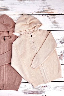 Modern örgü kazak çocuklar için kapşonlu..