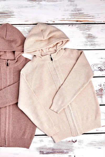 Modern örgü kazak çocuklar için kapşonlu..