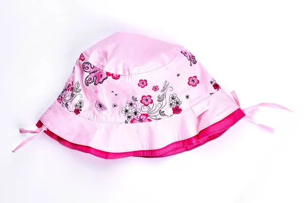 Baby-girl summer pink hat. — Stock Photo, Image