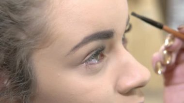 Kaş fırçası, makyaj kullanarak ele.