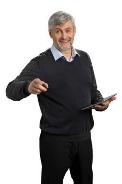 Olgun adam gösteren işaret parmağı.