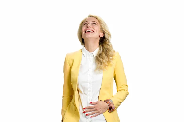 Porträtt av glada unga blond kvinna. — Stockfoto