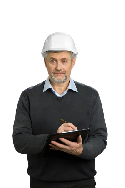 Mature architect on white background. — Stock Photo, Image