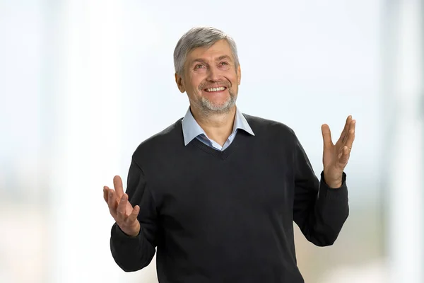 Excited mature man on white background. — Stock Photo, Image