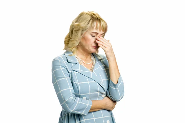 Portrait of mature woman with headache. — Stock Photo, Image