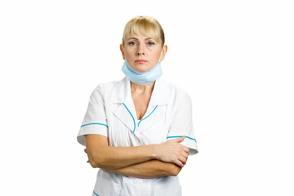 Ritratto di infermiera matura grave . — Foto Stock