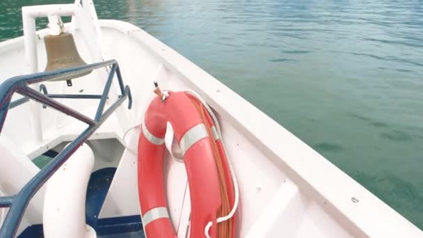 Bouée de sauvetage sur un bateau . — Video