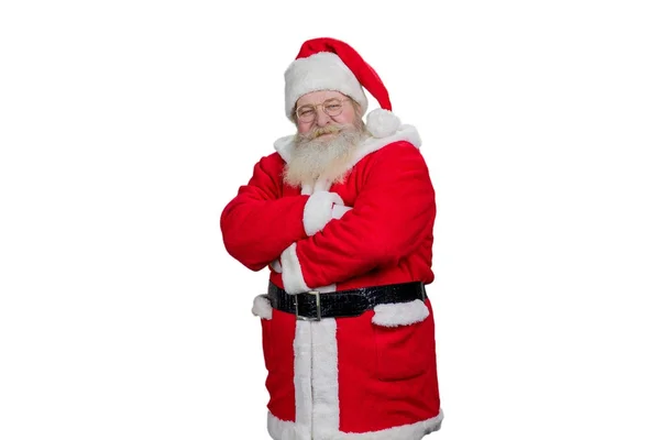 Santa Claus korsade armar på vit bakgrund. — Stockfoto