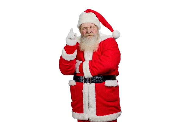 Weihnachtsmann hob Zeigefinger. — Stockfoto