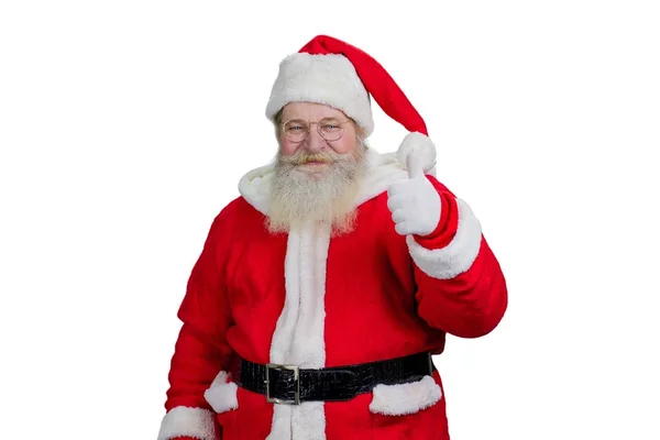 Sorrindo Papai Noel dando polegar para cima . — Fotografia de Stock