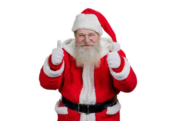 Portrait of Santa giving thumbs up gesture. — Stock Photo, Image