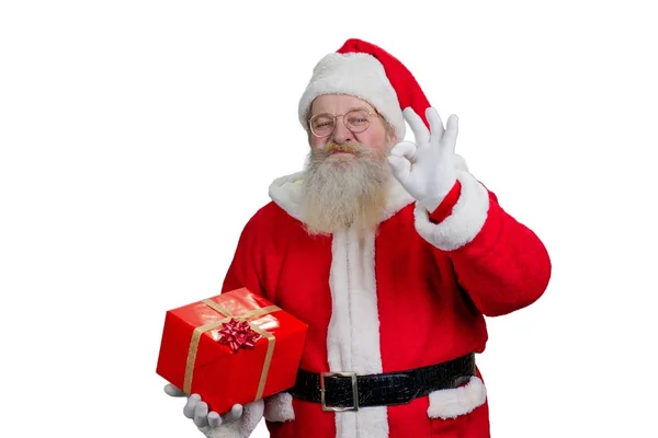 Santa Claus visar ok tecken. — Stockfoto