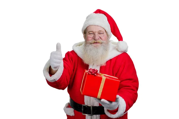 Feliz Papai Noel dando polegar para cima . — Fotografia de Stock