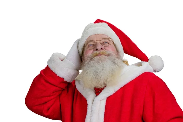 Papai Noel sênior em fundo branco . — Fotografia de Stock