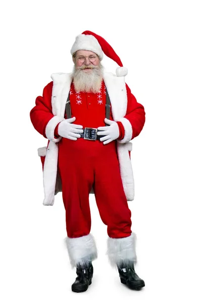 Santa claus kéz a hasa. — Stock Fotó