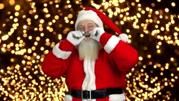 Santa megható szakáll. — Stock videók