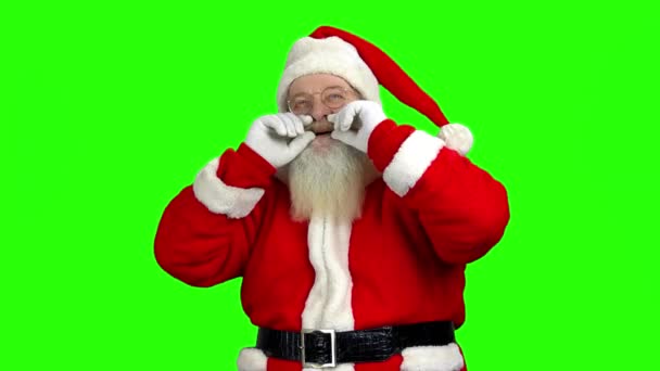 Weihnachtsmann auf Chromakey-Hintergrund. — Stockvideo