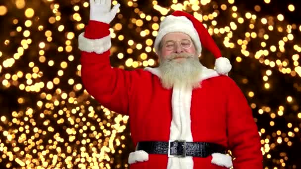 Babbo Natale su sfondo luci . — Video Stock