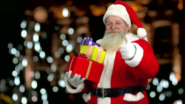 Santa showing thumb up gesture. — Stock Video