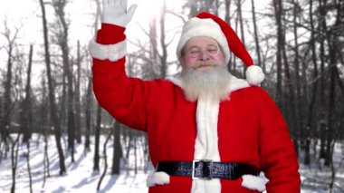 Mutlu Noel Baba elini sallayarak.