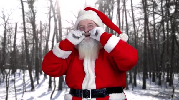 Санта Клаус смотрит вверх . — стоковое видео