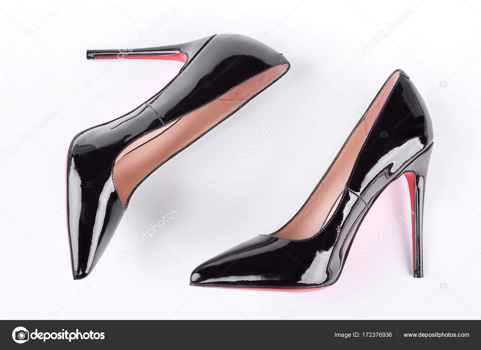 Black High Heel Female Shoes Stock Photo - Download Image Now - High Heels,  Shoe, White Background - iStock