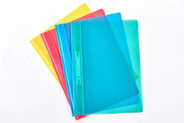 Multicolored transparent folders for documents. clipart