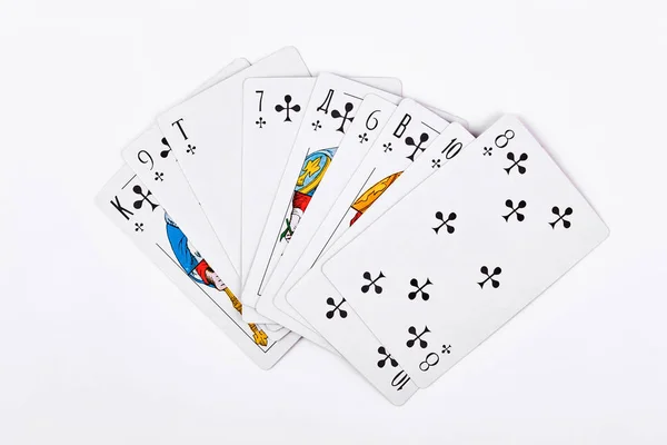Jugar a las cartas sobre fondo blanco. — Foto de Stock