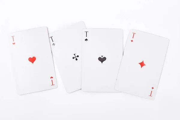 Set of card aces on white background. — Stock Photo, Image