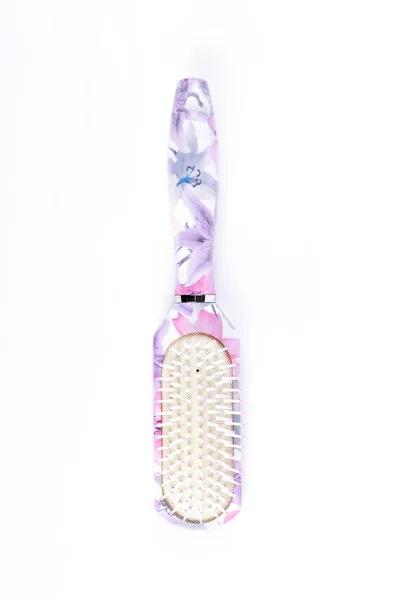 Escova de cabelo com estampa floral . — Fotografia de Stock