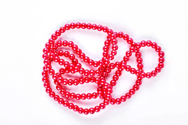 Beautiful red necklace on white background. — Stock Photo, Image