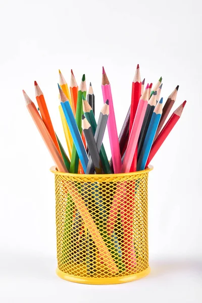 Metal tutucu renkli kalemler. — Stok fotoğraf