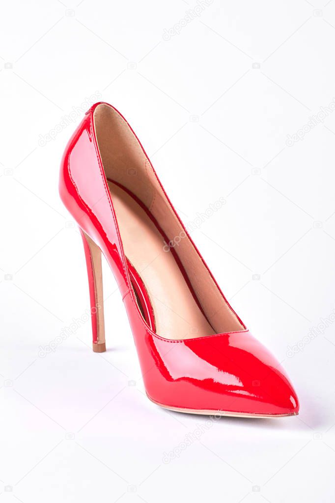 Woman elegant red shoe on high heel.