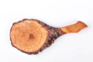 Doğal ahşap, beyaz arka plan dilim.