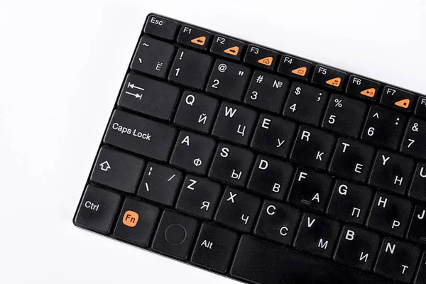Czarny komputera klawiatura, białe tło. — Zdjęcie stockowe