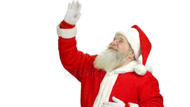 Santa agitando su mano aislada . — Vídeos de Stock