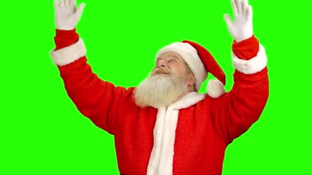 Santa Claus gebaren, groen scherm. — Stockvideo