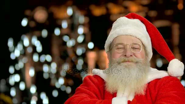 Weihnachtsmann lächelt. — Stockvideo