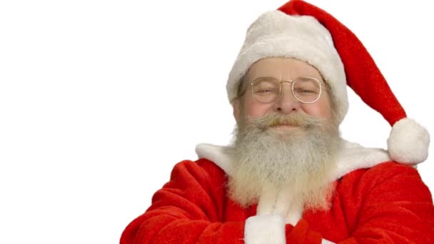 Santa Claus leende isolerade. — Stockvideo