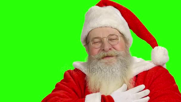 Weihnachtsmann auf Chromakey-Hintergrund. — Stockvideo