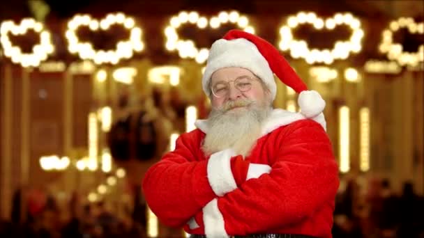 Weihnachtsmann zeigt Daumen hoch. — Stockvideo