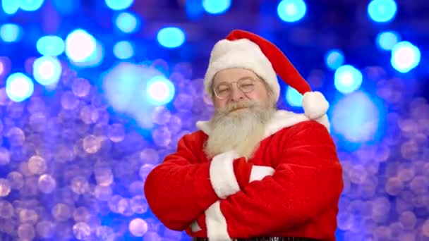 Santa claus visar tummen upp. — Stockvideo