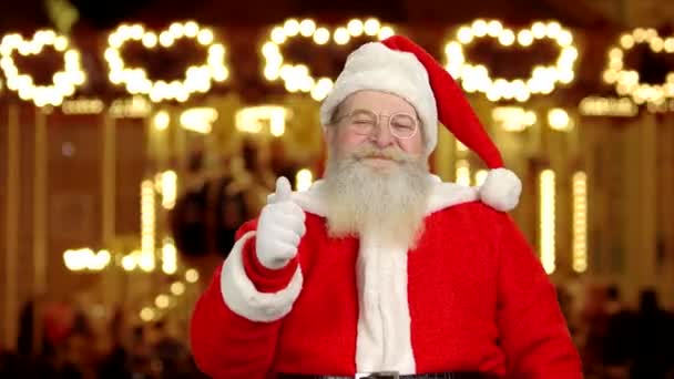 Santa, kciuk w górę gest. — Wideo stockowe