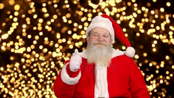 Happy Santa, duimschroef opwaarts. — Stockvideo