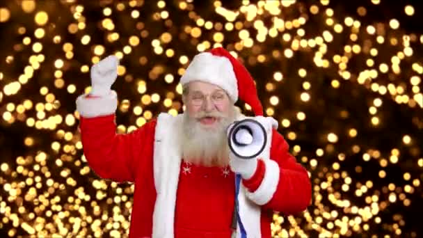 Santa Claus, megafon. — Stock videók