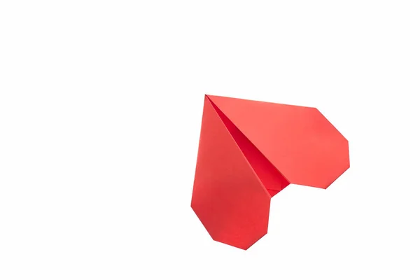 Origami coração vermelho no branco — Fotografia de Stock